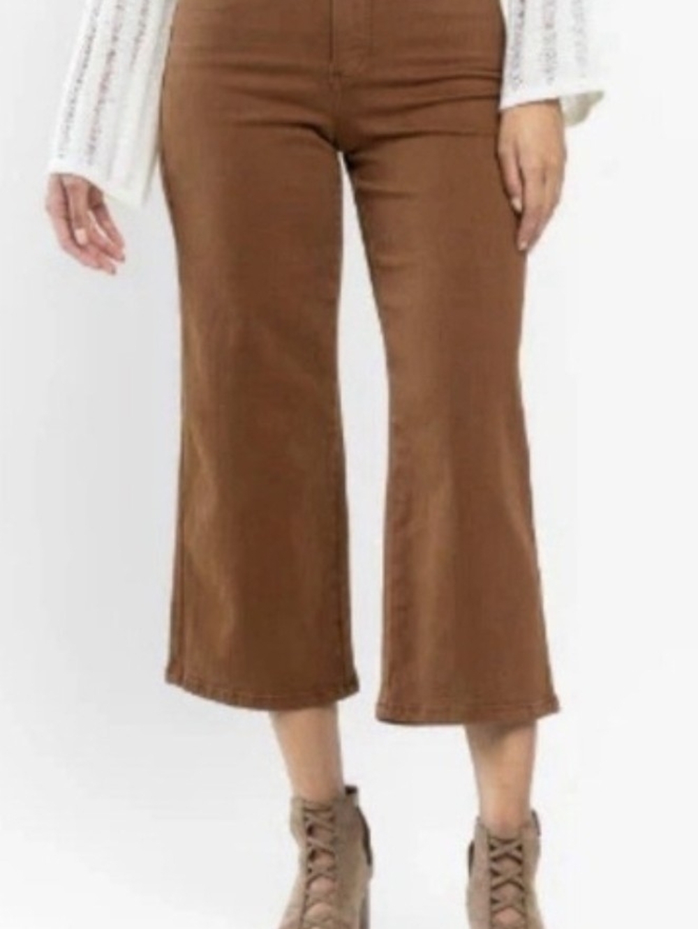 Judy Blue Garmet Dyed Cropped Wide-Leg Brown Jeans Size 11/30